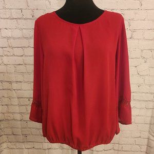 Zac & Rachel Red Poly Round Neck Top